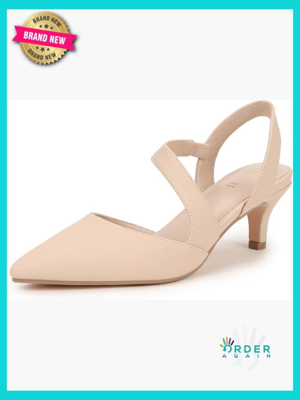 Kitten Heels Pointed Toe Slingback Low Pumps Comfortable Work Dress Shoes